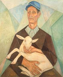Peasant Farmer with his Goat - Marija Bronislawowna Worobjowa-Stebelskaja
