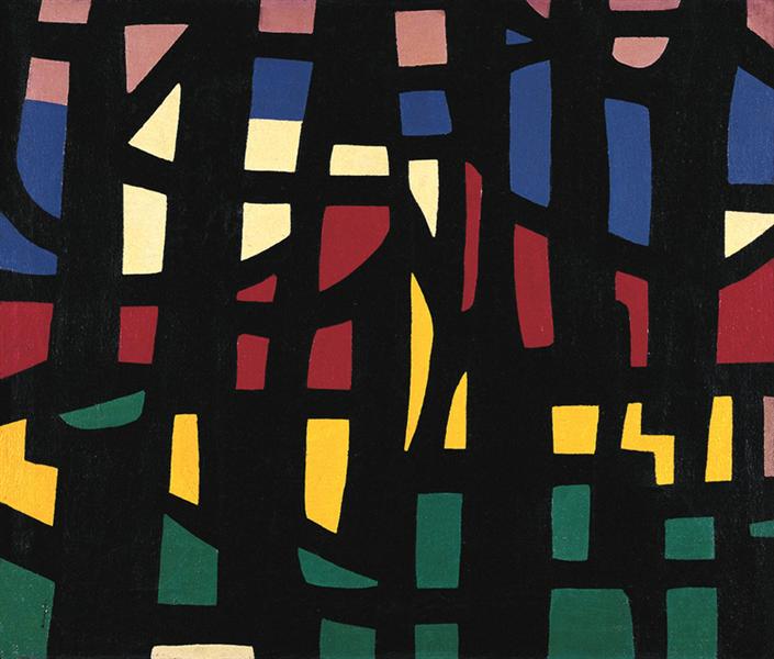 Grata nera fondo multicolore (Origine), 1950 - Mario Ballocco
