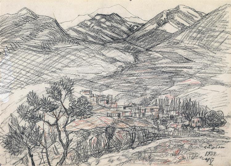 Village at the foot of the mountain, 1937 - 马尔季罗斯·萨良