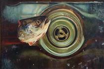 Fish Head in Steel Sink - Mary Pratt