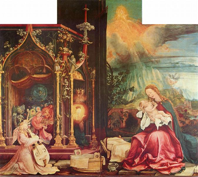 Nativity and Concert of Angels from the Isenheim Altarpiece (central panel), c.1512 - c.1516 - Matthias Grünewald