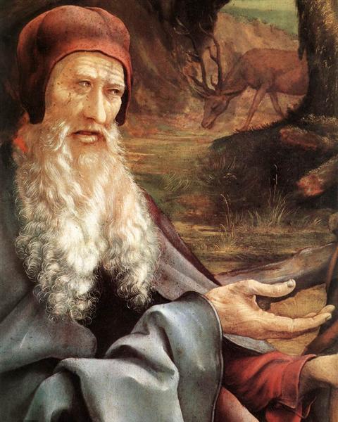 St. Anthony Visiting St .Paul the Hermit in the Desert (detail), 1510 - 1515 - 格呂内華德