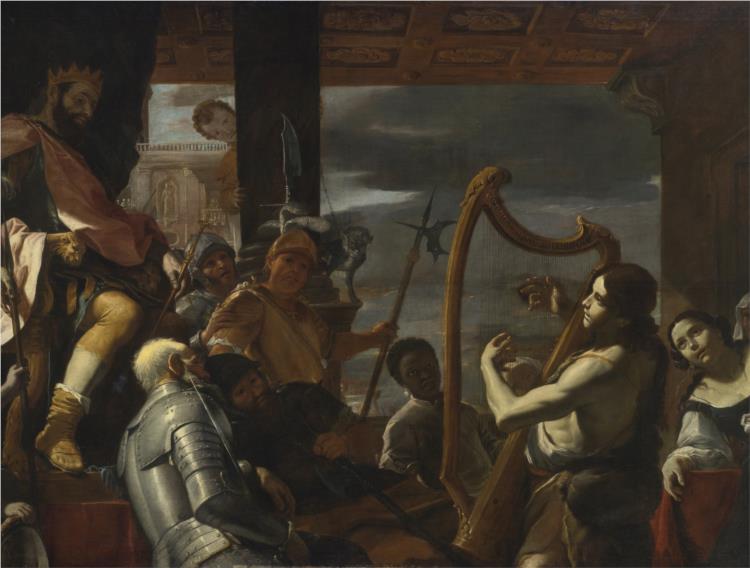 David Playing the Harp before Saul - Mattia Preti