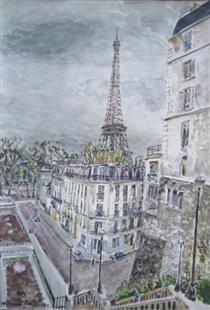 La Tour Eiffel et la rue de la manutention - Maurice Boitel