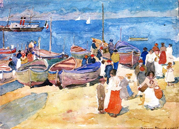 At the Shore (Capri), c.1898 - c.1899 - Морис Прендергаст