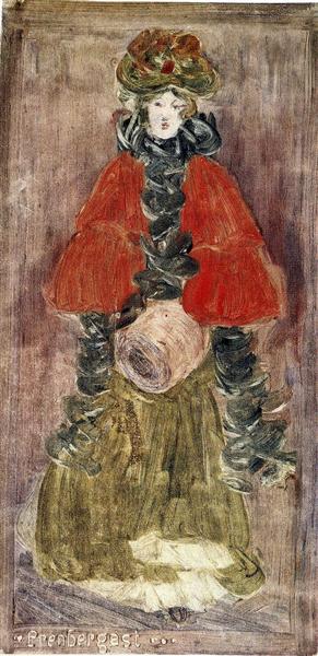 Lady with Red Cape and Muff, c.1900 - c.1902 - Моріс Прендергаст