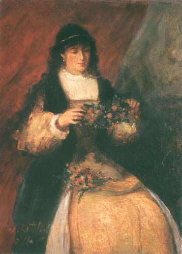 Girl with Flowers, 1876 - Маврикій Готтліб