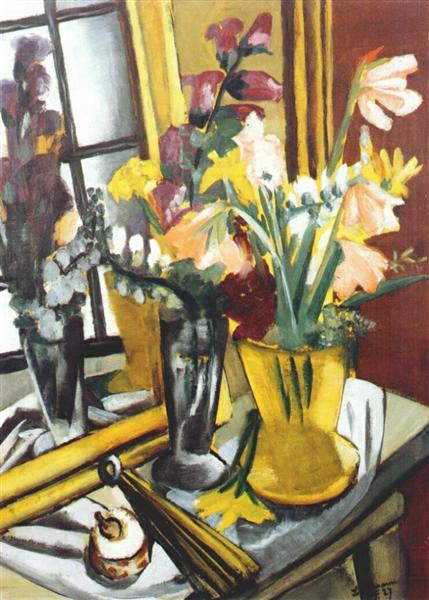 Floral still life with mirror, 1927 - Max Beckmann