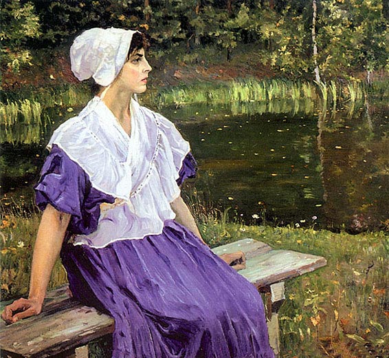 Girl by a Pond (Portrait of Natalia Nesterova), 1923 - 米哈伊爾·涅斯捷羅夫