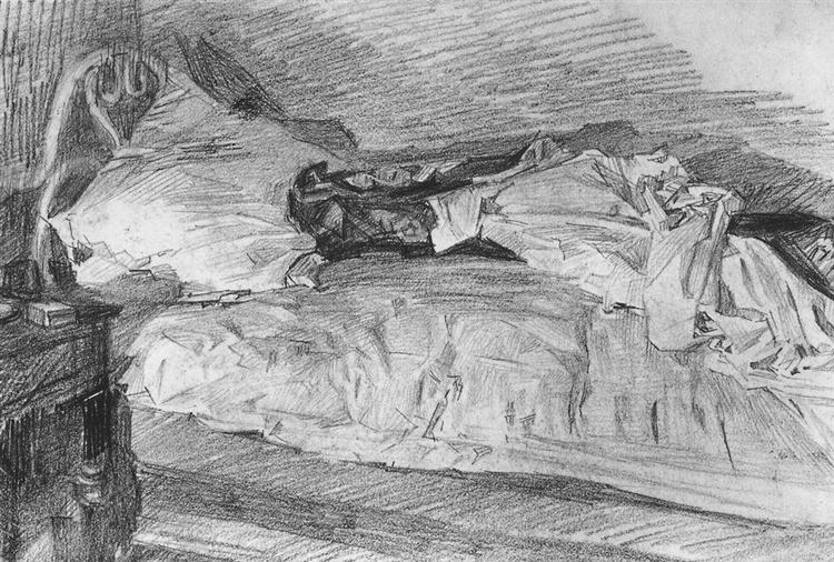 A bed, c.1904 - Mikhail Vrubel
