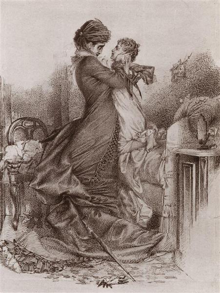Anna Karenina meets her son, 1878 - Михаил Врубель
