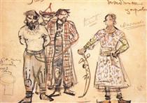 Captured Pechenegs (Costume design for the opera "Rogneda") - Mikhail Vrubel