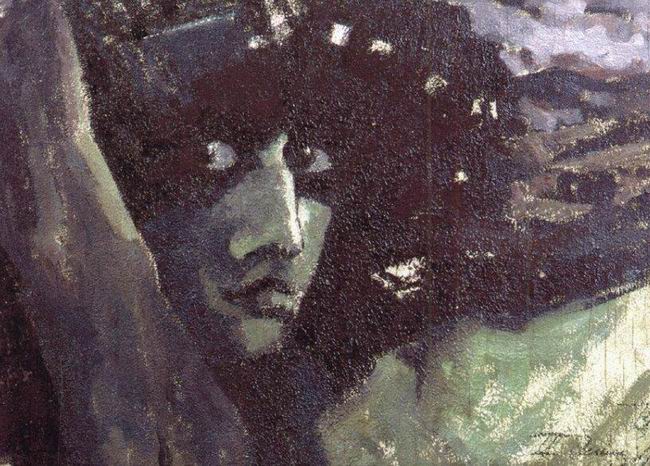 Head of Demon with mountains, 1890 - Mikhail Vrubel