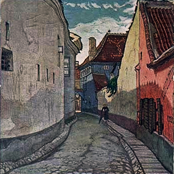 Vilno. Side street Piles (Bernardine)., c.1906 - Mstislav Dobuzhinsky