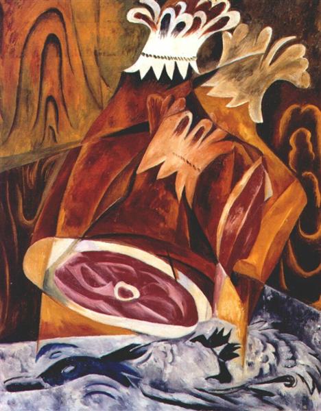Still life with ham, 1912 - Наталья  Гончарова