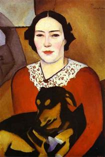 Lady with a Dog. Portrait of Esther Schwartzmann. - Nathan Altman