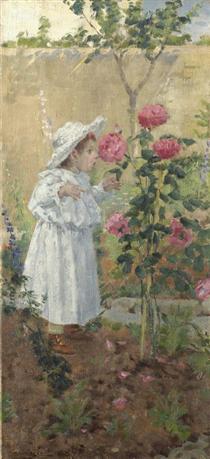 Girl among the roses - Niccolò Cannicci