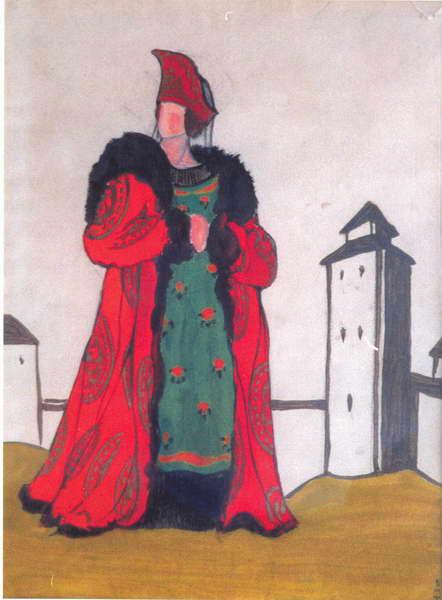 Boyarynia in red, 1921 - Nikolai Konstantinovich Roerich