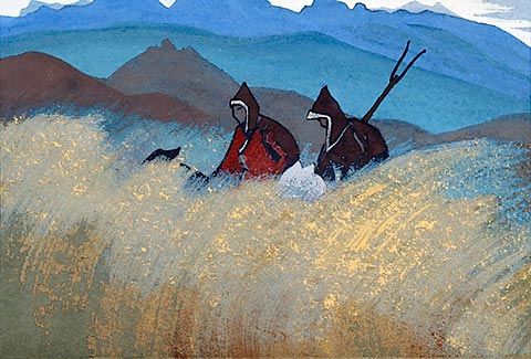 Lamas-reapers, c.1937 - Nikolái Roerich