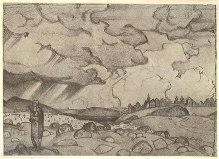 Procopius the Righteous removes a cloud of stone from the Great Ustyug, 1913 - Nikolái Roerich