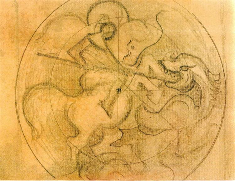 Sketch for "Light Conquers Darkness", 1933 - Nicholas Roerich