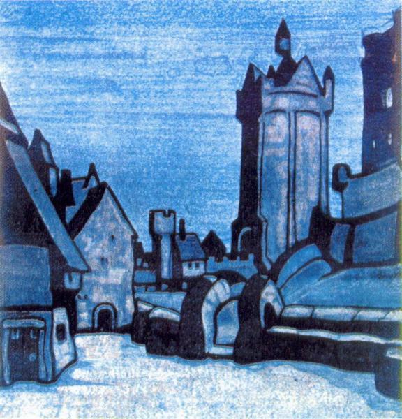 Street in front of castle, 1913 - Nikolái Roerich