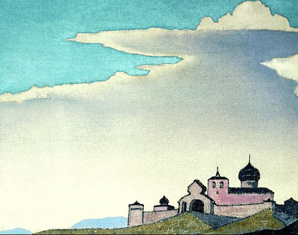 Эскиз к картине "Странник светлого града", 1933 - Николай  Рерих