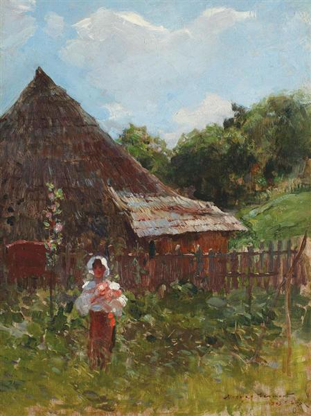 Peasant Woman with Flowers, 1905 - Николае Вермонт