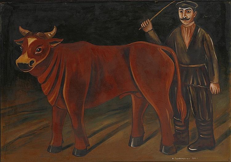 Farmer with a Bull, 1916 - Нико Пиросмани