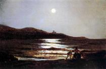 Вид из Санто Теренцо на Леричи ночью - Николай Ге