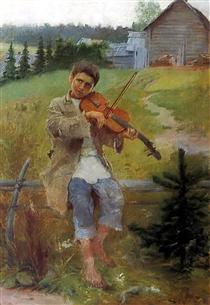 Boy with Violin - Микола Богданов-Бєльський