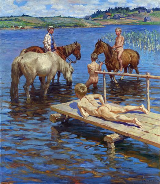 Купание коней, 1939 - Николай Богданов-Бельский