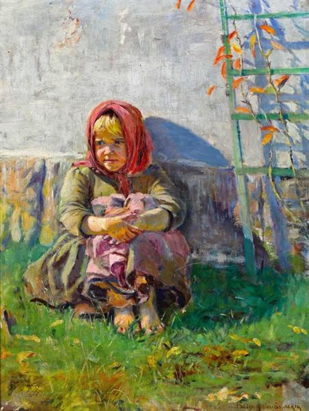 Little Girl in a Garden - Микола Богданов-Бєльський