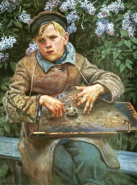 Young Musician, c.1920 - Микола Богданов-Бєльський