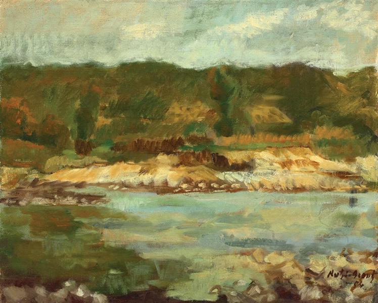 Landscape With River, 1954 - Нуці Аконц