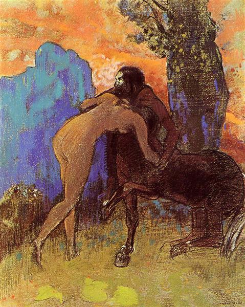 Бійка кентавра та жінки, c.1905 - Оділон Редон