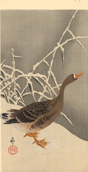 Goose on the snow - Охара Косон