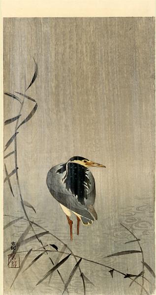 Heron in Downpour - Ohara Koson