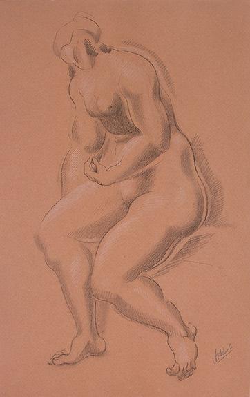 Seated Female Nude with Left Hand on Right Leg, c.1920 - Olexandr Archipenko