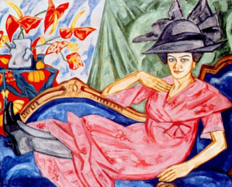 Lady in pink (Artist's sister Anna Rozanova), 1911 - Olga Wladimirowna Rosanowa