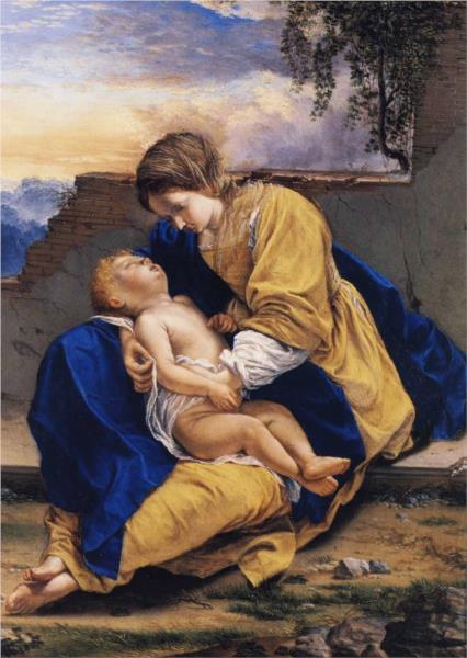 Madonna and Child in a Landscape, 1622 - 奥拉齐奥·真蒂莱斯基