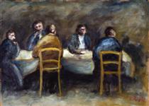 Cinque uomini al tavolo - Ottone Rosai