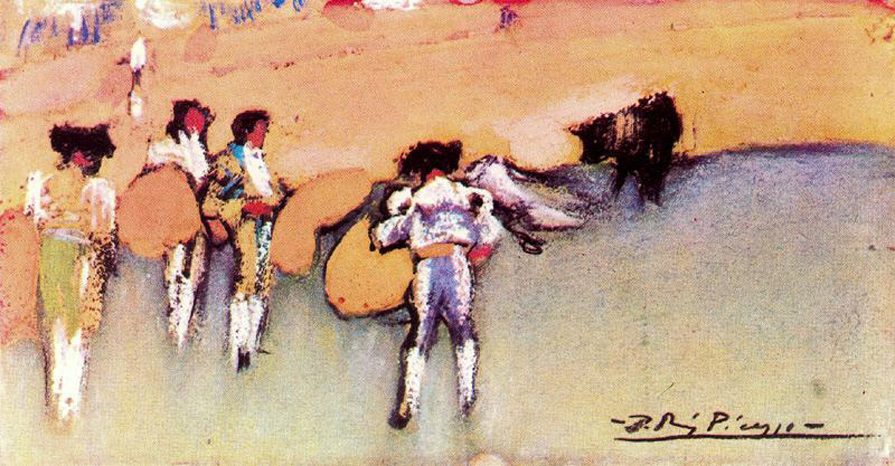 Bullfighters And Bull Waiting For The Next Move 1900 Pablo Picasso   Bullfighters And Bull Waiting For The Next Move 1900 