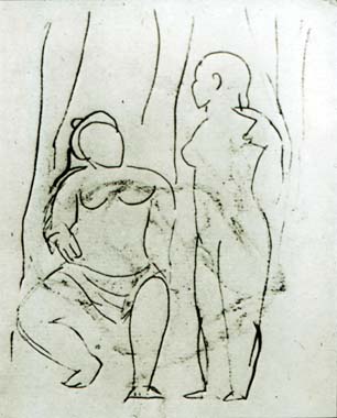 Сидяча оголена і стояча оголена, 1906 - Пабло Пікассо