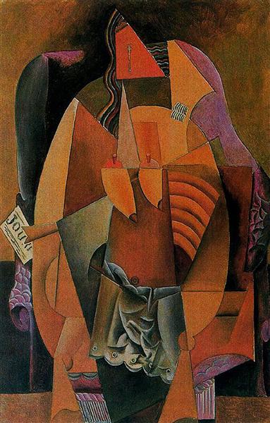 Woman with a shirt sitting in a chair, 1913 - Pablo Picasso