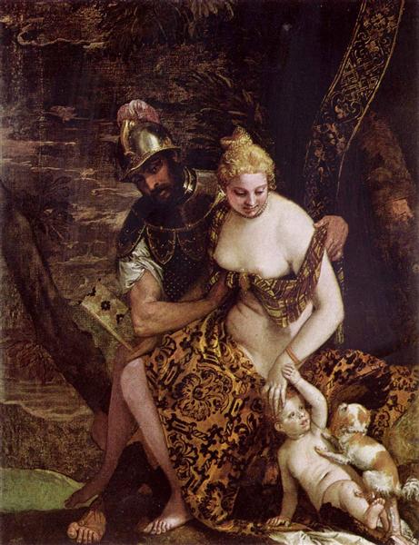 Mars et Vénus avec Cupidon et un chien, 1580 - Paul Véronèse