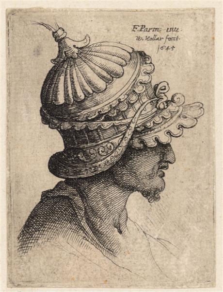 Extravagantly ornamental helmet - Пармиджанино