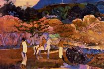 Women and white horse - Paul Gauguin