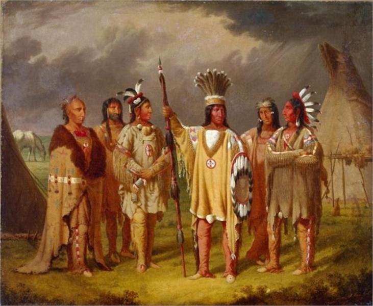 Big Snake, Chief of the Blackfoot Indians, Recounting his War Exploits to Five Subordinate Chiefs, 1856 - Paul Kane