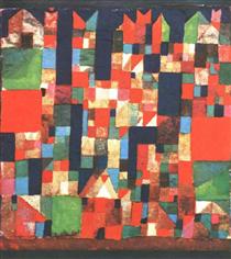 City Picture with Red and Green Accents - Paul Klee